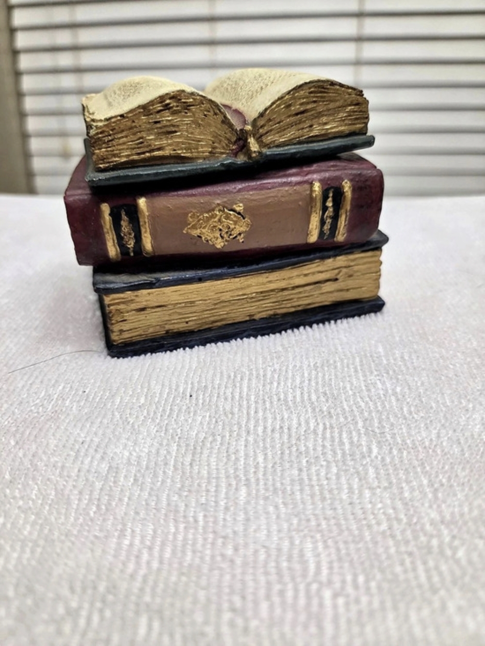 Stacked Antique Books Resin Trinket Box Hidden Compartment Library Dark Decor
